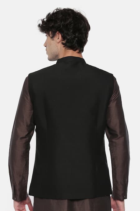 Mayank Modi - Men Colorblock Overlap Nehru Jacket For Kids