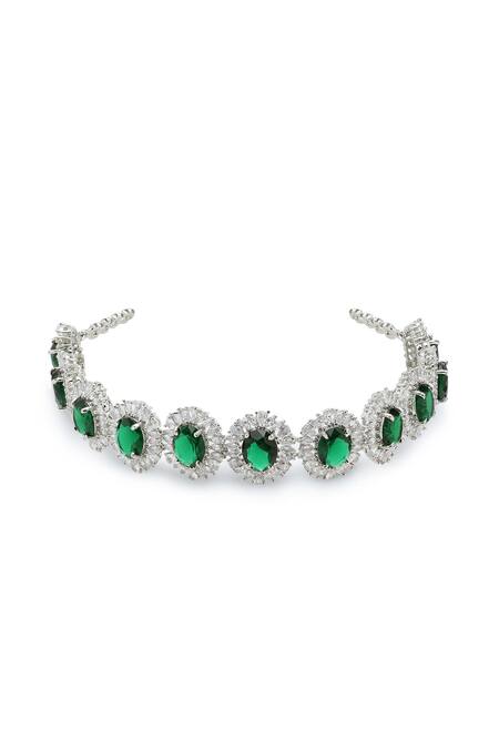 Mae Jewellery By Neelu Kedia_White Emeralds And Zircons Stone Embellished Choker Set_Online_at_Aza_Fashions