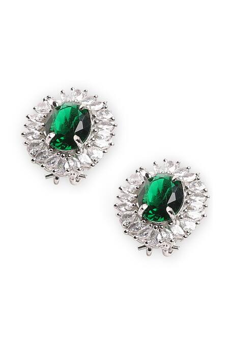 Shop_Mae Jewellery By Neelu Kedia_White Emeralds And Zircons Stone Embellished Choker Set_Online_at_Aza_Fashions