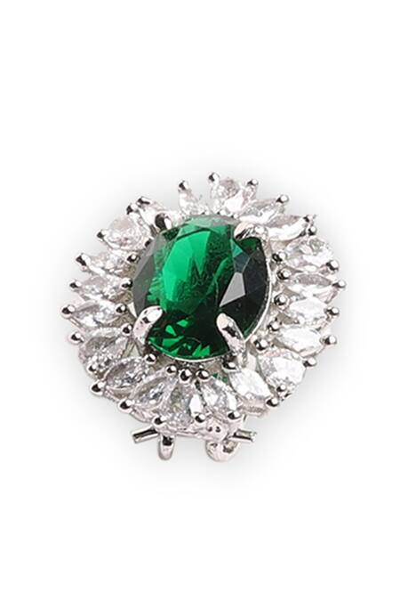 Mae Jewellery By Neelu Kedia_White Emeralds And Zircons Stone Embellished Choker Set_at_Aza_Fashions