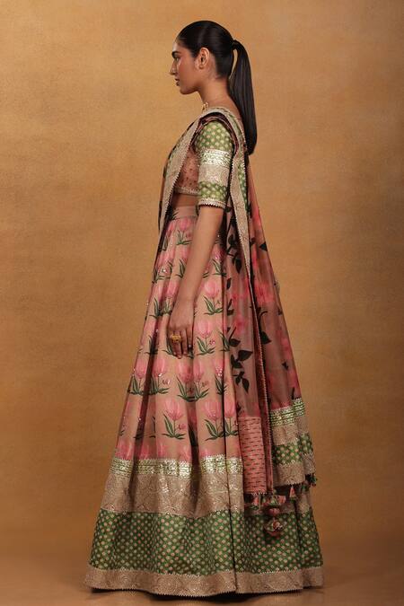 Masaba_Pink Cherry Lehenga Set With Can-can_Online_at_Aza_Fashions