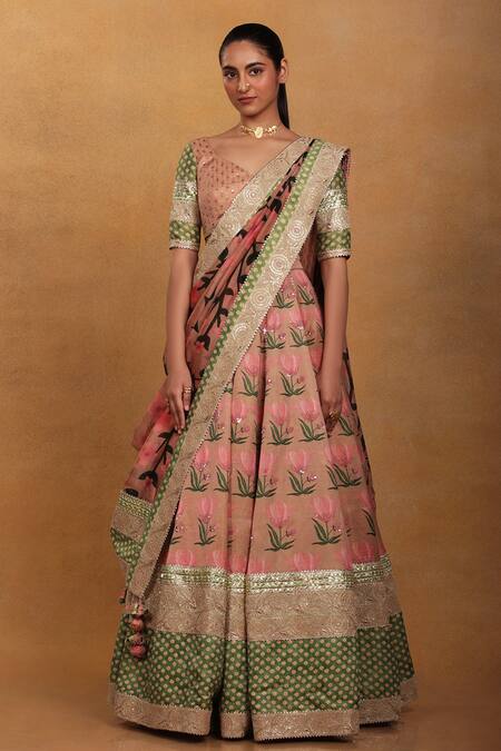 Buy_Masaba_Pink Cherry Lehenga Set With Can-can_Online_at_Aza_Fashions