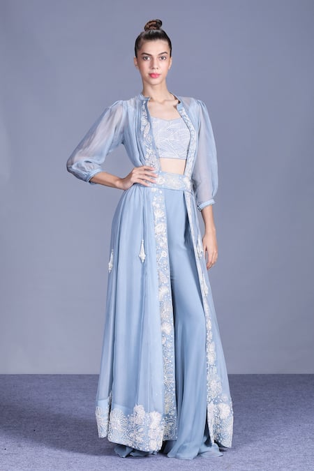 Mishru Organza Jacket & Chanderi Pant Set 