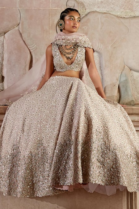 Mrunalini Rao Peach Raw Silk, Organza Resham, Taara Bloom Embroidered Bridal Lehenga Set Online at Aza Fashions Mrunalini Rao_Peach Raw Silk, Organza Resham, Taara Bloom Embroidered Bridal Lehenga Set _Online_at_Aza_Fashions
