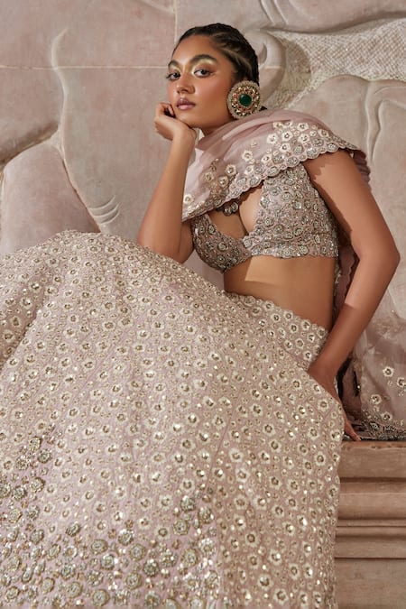 Buy Mrunalini Rao Peach Raw Silk, Organza Resham, Taara Bloom Embroidered Bridal Lehenga Set Online at Aza Fashions Buy_Mrunalini Rao_Peach Raw Silk, Organza Resham, Taara Bloom Embroidered Bridal Lehenga Set _Online_at_Aza_Fashions