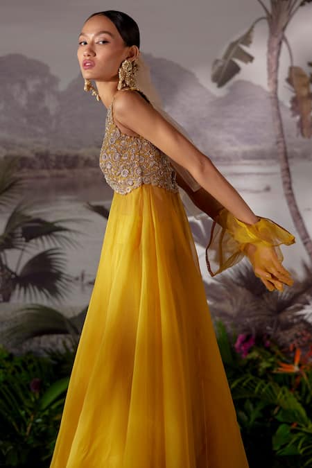 Mrunalini Rao Embroidered Anarkali & Pant Set 