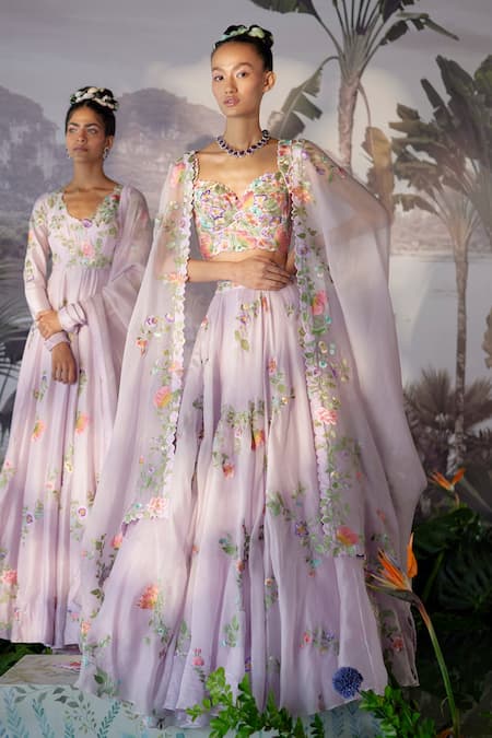 Mrunalini Rao Floral Embroidered Bridal Lehenga Set 