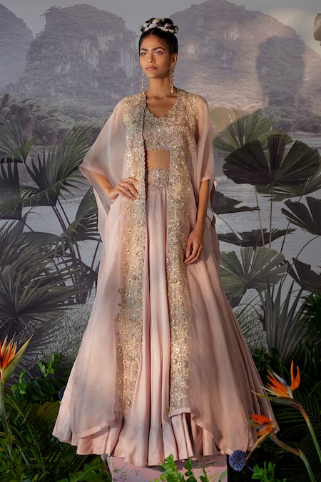 Mrunalini Rao Embroidered Cape & Skirt Set 
