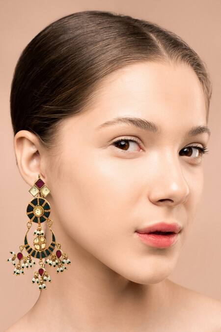 MAISARA JEWELRY_Gold Plated Pearls, Stones Kundan Choker Set_Online_at_Aza_Fashions