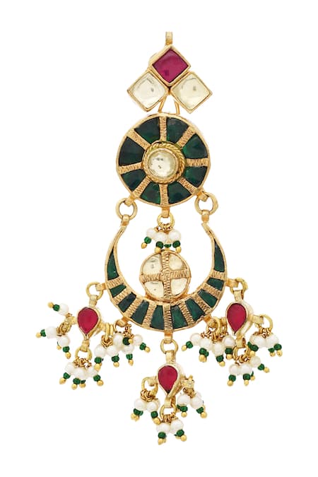 Shop_MAISARA JEWELRY_Gold Plated Pearls, Stones Kundan Choker Set_Online_at_Aza_Fashions