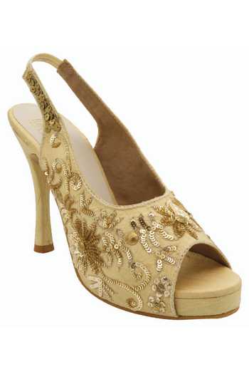 Veruschka By Payal Kothari_Beige Embroidery Peep Toe Stilettos _Online_at_Aza_Fashions