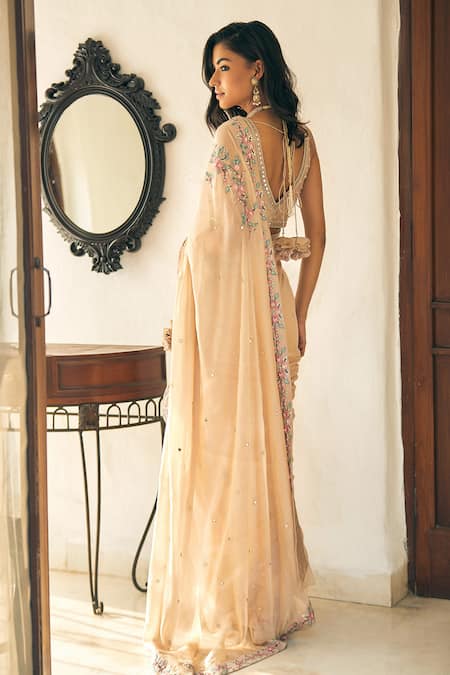 Matsya Embroidered Chanderi Saree with Blouse 