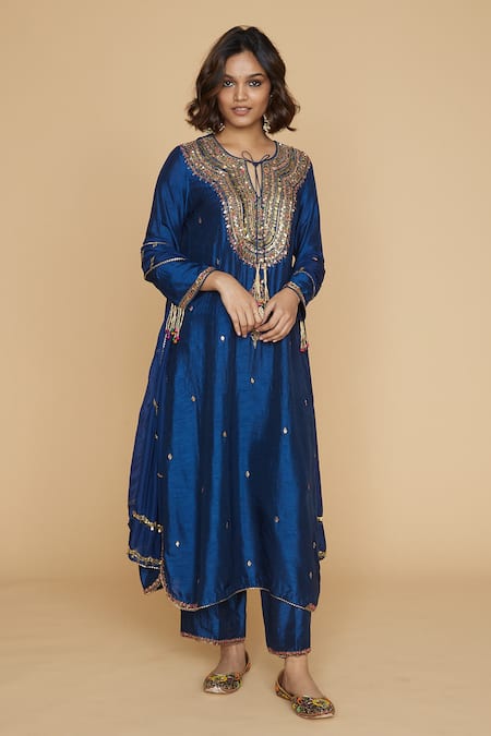 Label Niti Bothra Silk Embroidered Kurta & Palazzo Set 