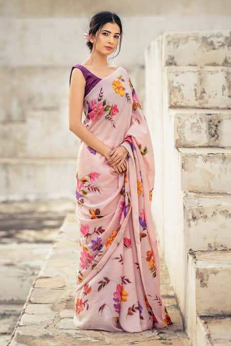 Muksweta Silk Hand Painted Saree 