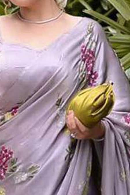 Muksweta Silk Satin Hand Painted Saree 