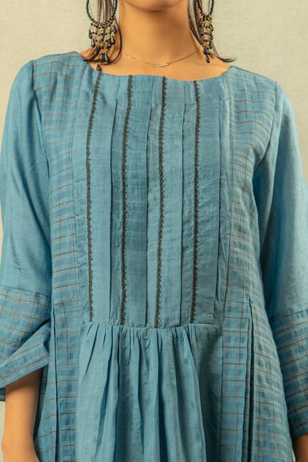 Ibai Blue Mulberry Silk Boat Maxi Dress at Aza Fashions Ibai_Blue Mulberry Silk Boat Maxi Dress _at_Aza_Fashions