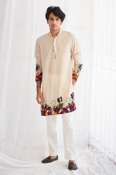Twenty Nine Art Deco Cotton Silk Kurta Set 