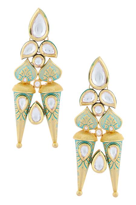 Buy_Minaki_Gold Plated Metallic Thread, Stones Kundan Meenakari Necklace Set _Online_at_Aza_Fashions