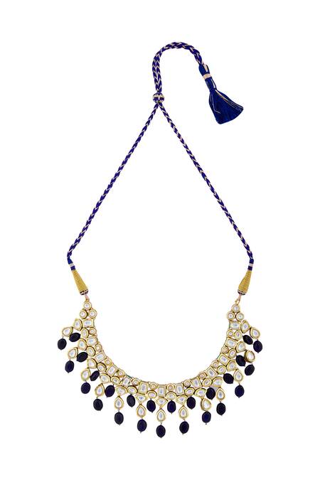 Shop Minaki Gold Plated Stones, Beads Kundan Choker Set Online at Aza Fashions Shop_Minaki_Gold Plated Stones, Beads Kundan Choker Set _Online_at_Aza_Fashions
