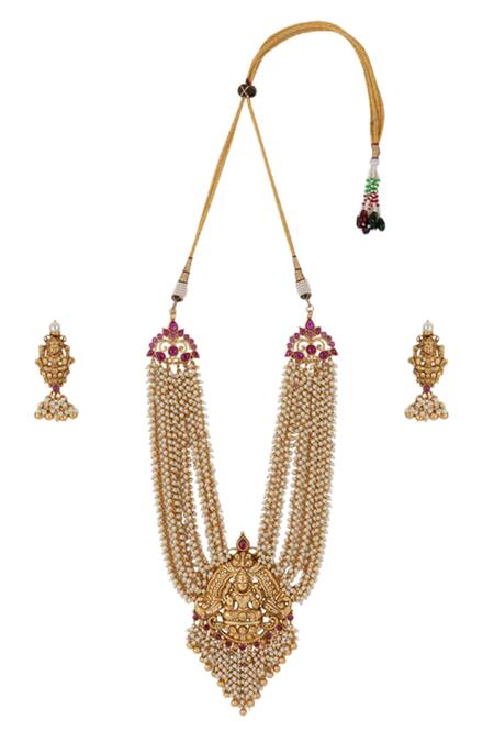 Mortantra Gold Plated Stone Temple Necklace Set 2