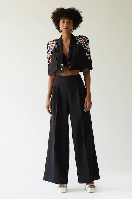 MINI SONDHI Applique Cropped Jacket & Trouser Set 