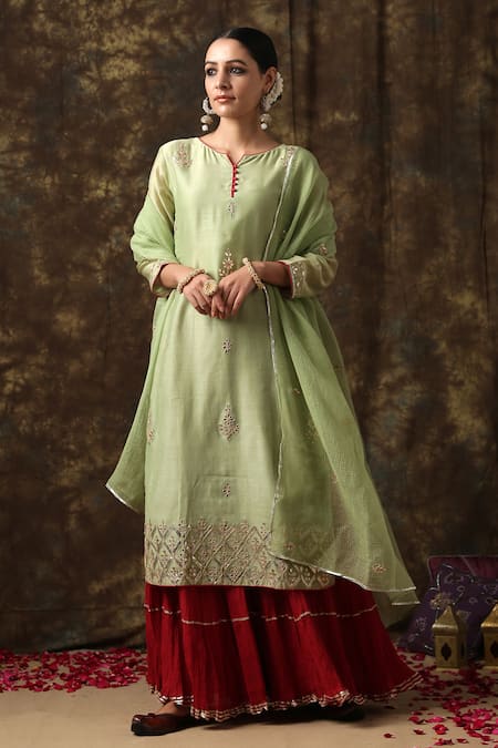 Maison Shefali Embroidered Chanderi Kurta Sharara Set 