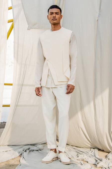 Antar Agni Grey Cotton Silk Shirt Online at Aza Fashions Antar Agni_Grey Cotton Silk Shirt _Online_at_Aza_Fashions