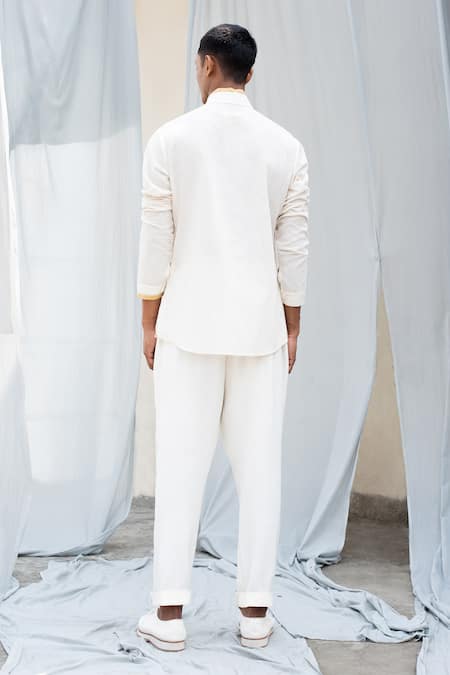 Shop Antar Agni White Handwoven Cotton Shirt at Aza Fashions Shop_Antar Agni_White Handwoven Cotton Shirt _at_Aza_Fashions