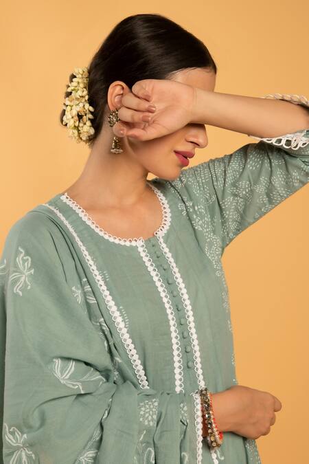 Maison Shefali Green , Round Printed Anarkali Set at Aza Fashions Maison Shefali_Green , Round Printed Anarkali Set _at_Aza_Fashions