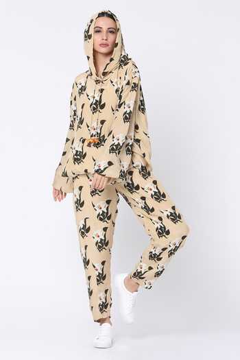 Buy_Masaba_Beige Crepe Blooming Flower Trackee Set_Online_at_Aza_Fashions