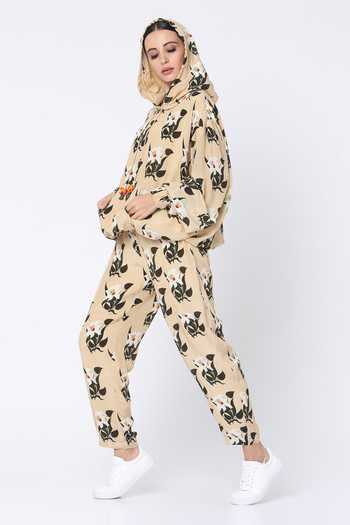 Shop_Masaba_Beige Crepe Blooming Flower Trackee Set_Online_at_Aza_Fashions
