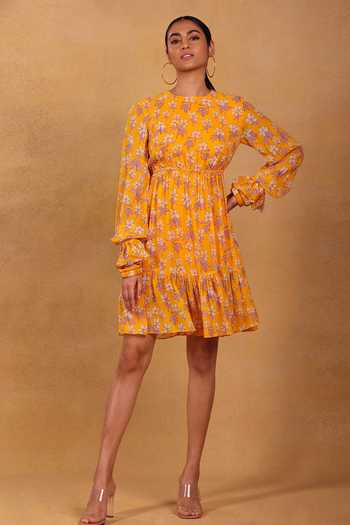Masaba_Yellow Magnolia Tiered Dress_Online_at_Aza_Fashions