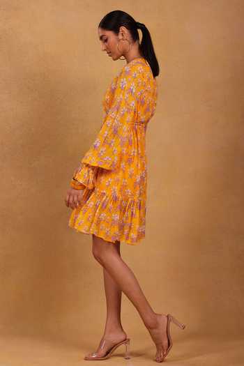 Buy_Masaba_Yellow Magnolia Tiered Dress_Online_at_Aza_Fashions