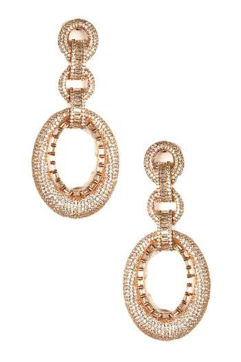 Shop Minaki Gold Plated Zircon Stone Tiered Danglers at Aza Fashions Shop_Minaki_Gold Plated Zircon Stone Tiered Danglers_at_Aza_Fashions