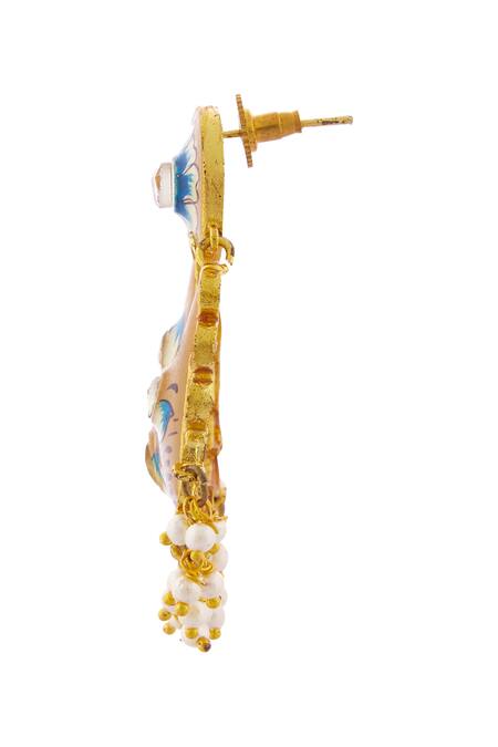 Shop_Minaki_Gold Plated Bead Kundan Chandbalis_Online_at_Aza_Fashions