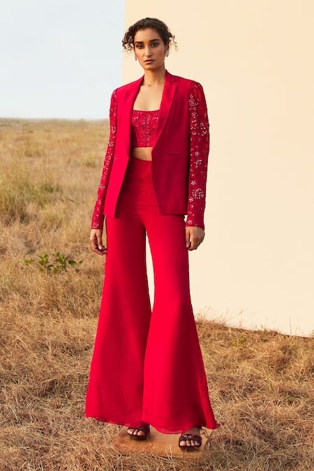 Iciar & Candela Red Trouser Suit -Last Size 16 - Ashanti Gold