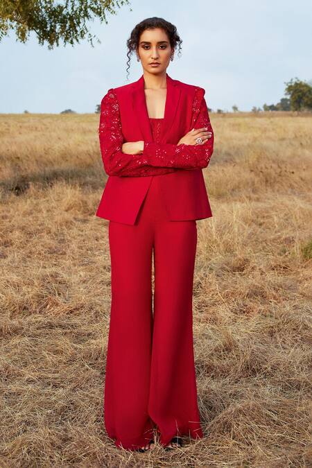 Iconic - Red Blazer With Straight Pants (Set) – Local Nation