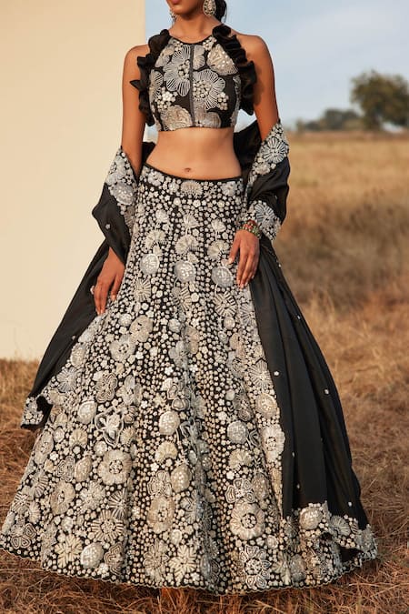 Buy Black Banarasi Silk Lehenga Choli for Women, Ready to Wear Stitched  Lengha Choli for Party by Infinity Export Online at Best Price | Distacart