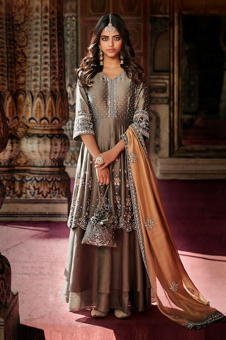 MATSYA Chanderi Silk Kurta Gharara Set 