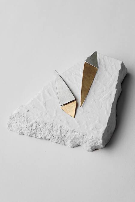 DE'Anma Gold Plated Geometric Danglers Online at Aza Fashions DE'Anma_Gold Plated Geometric Danglers _Online_at_Aza_Fashions