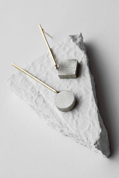 DE'Anma Gold Plated Geometric Danglers Online at Aza Fashions DE'Anma_Gold Plated Geometric Danglers _Online_at_Aza_Fashions