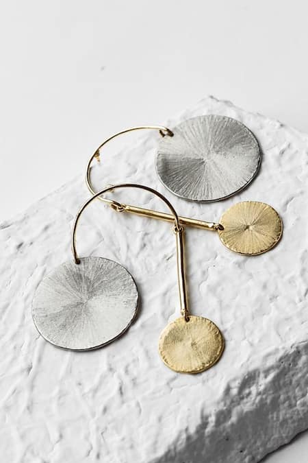 Buy DE'Anma Gold Plated Geometric Statement Earrings Online at Aza Fashions Buy_DE'Anma_Gold Plated Geometric Statement Earrings _Online_at_Aza_Fashions