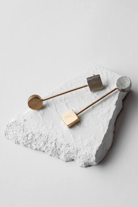 DE'Anma Gold Plated Geometric Statement Earrings Online at Aza Fashions DE'Anma_Gold Plated Geometric Statement Earrings _Online_at_Aza_Fashions