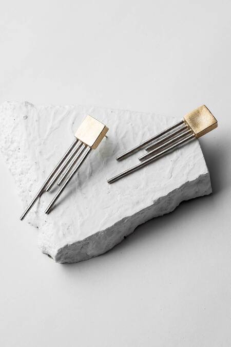 DE'Anma Gold Plated Geometric Statement Earrings Online at Aza Fashions DE'Anma_Gold Plated Geometric Statement Earrings _Online_at_Aza_Fashions