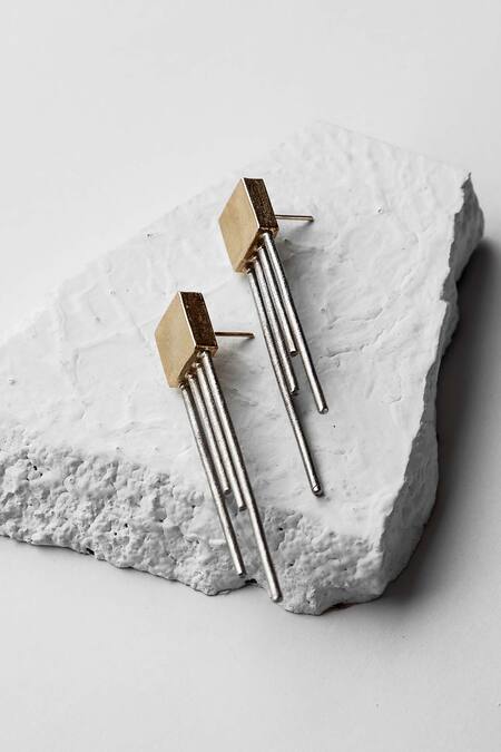 Buy DE'Anma Gold Plated Geometric Statement Earrings Online at Aza Fashions Buy_DE'Anma_Gold Plated Geometric Statement Earrings _Online_at_Aza_Fashions