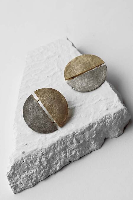 Buy DE'Anma Gold Plated Cut Work Circular Studs Online at Aza Fashions Buy_DE'Anma_Gold Plated Cut Work Circular Studs _Online_at_Aza_Fashions