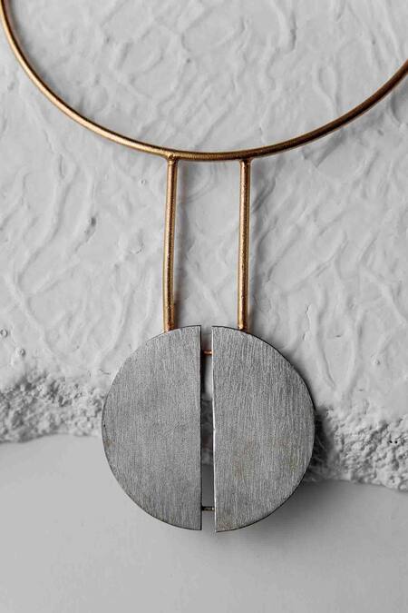 Buy DE'Anma Gold Plated Geometric Pendant Necklace Online at Aza Fashions Buy_DE'Anma_Gold Plated Geometric Pendant Necklace _Online_at_Aza_Fashions