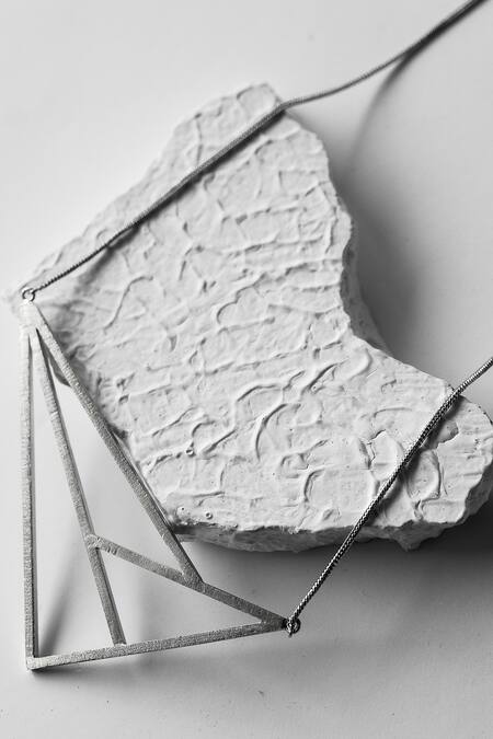 Shop_DE'Anma_Silver Plated Geometric Pendant Necklace _at_Aza_Fashions