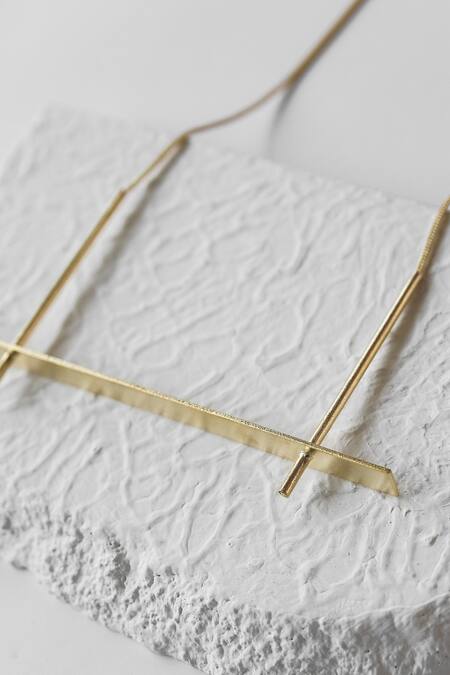 DE'Anma_Gold Plated Geometric Long Necklace _Online_at_Aza_Fashions