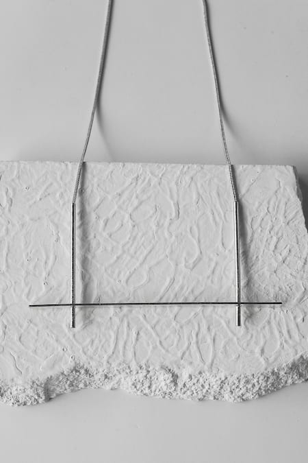 DE'Anma Silver Plated Geometric Long Necklace 